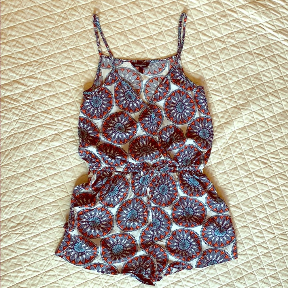 Banana Republic Print Strappy Shorts Romper